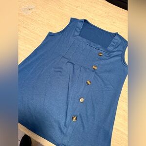 Elegant Blue Button-Front Blouse